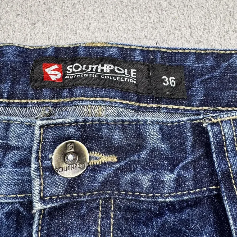 Southpole Shorts Mens 36 Blue Distressed Denim Ripped Jean Relaxed Fit Urban